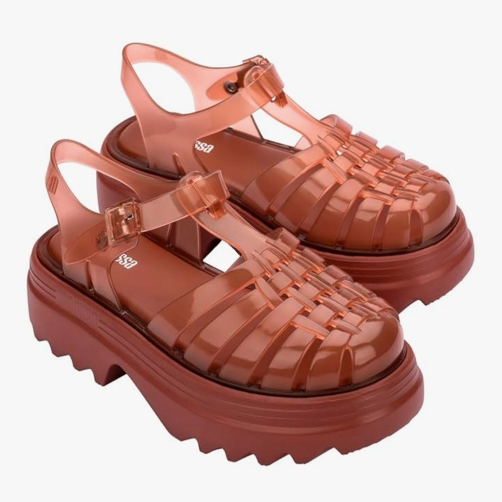 Melissa Women's Bold Orange Platform Sandals Great Used Condition